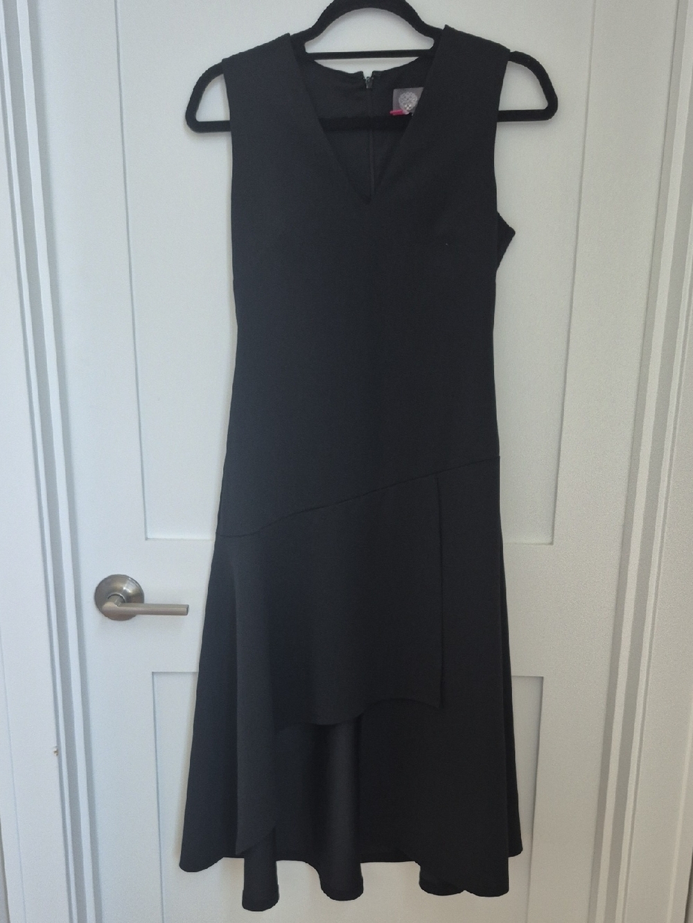 Vince Camuto Black Sleeveless V-Neck High-Low Dress
